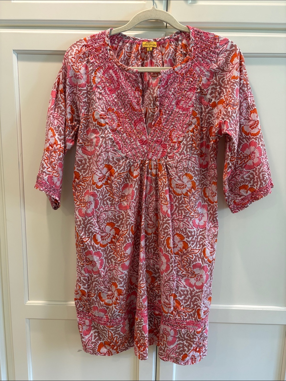 Roller Rabbit Pink and Orange Floral Midi Dress